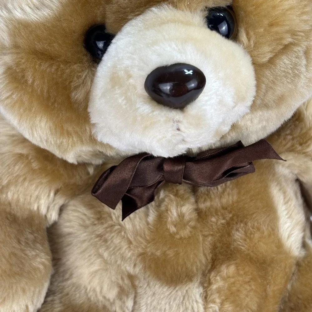 VTG 1992 Cuddle Wit Teddy Bear Plush Stuffed Animal Brown Bow Soft 15